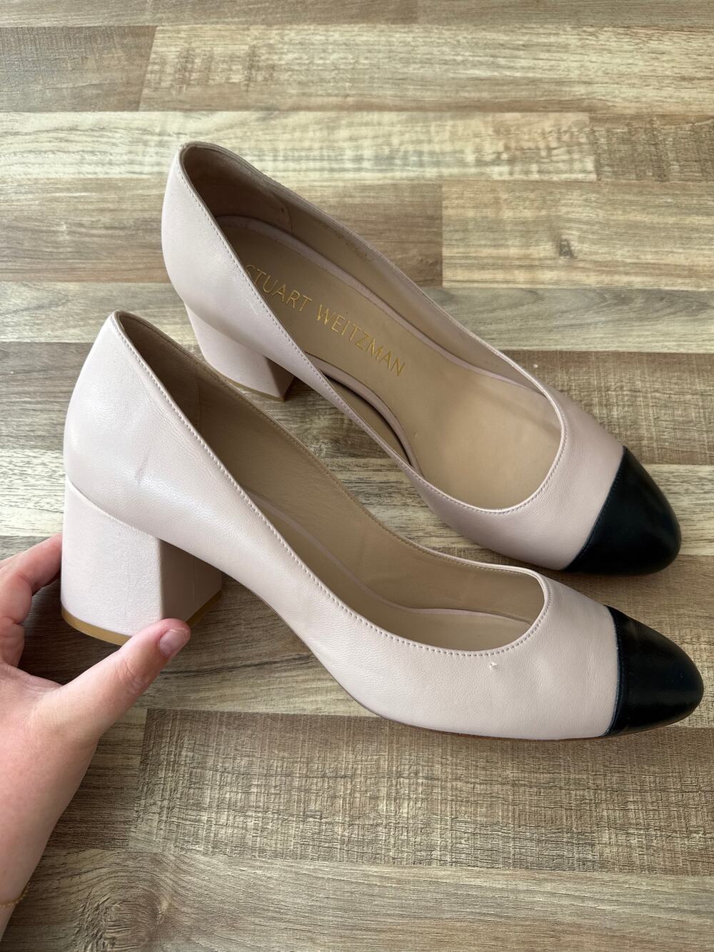 KATIENYC Stuart Weitzman Flareblock 60 Women's Pump Dolce/Black Size 12W